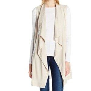 BB Dakota Womens Beige Sleeveless Open Front‎ Drape Vest M